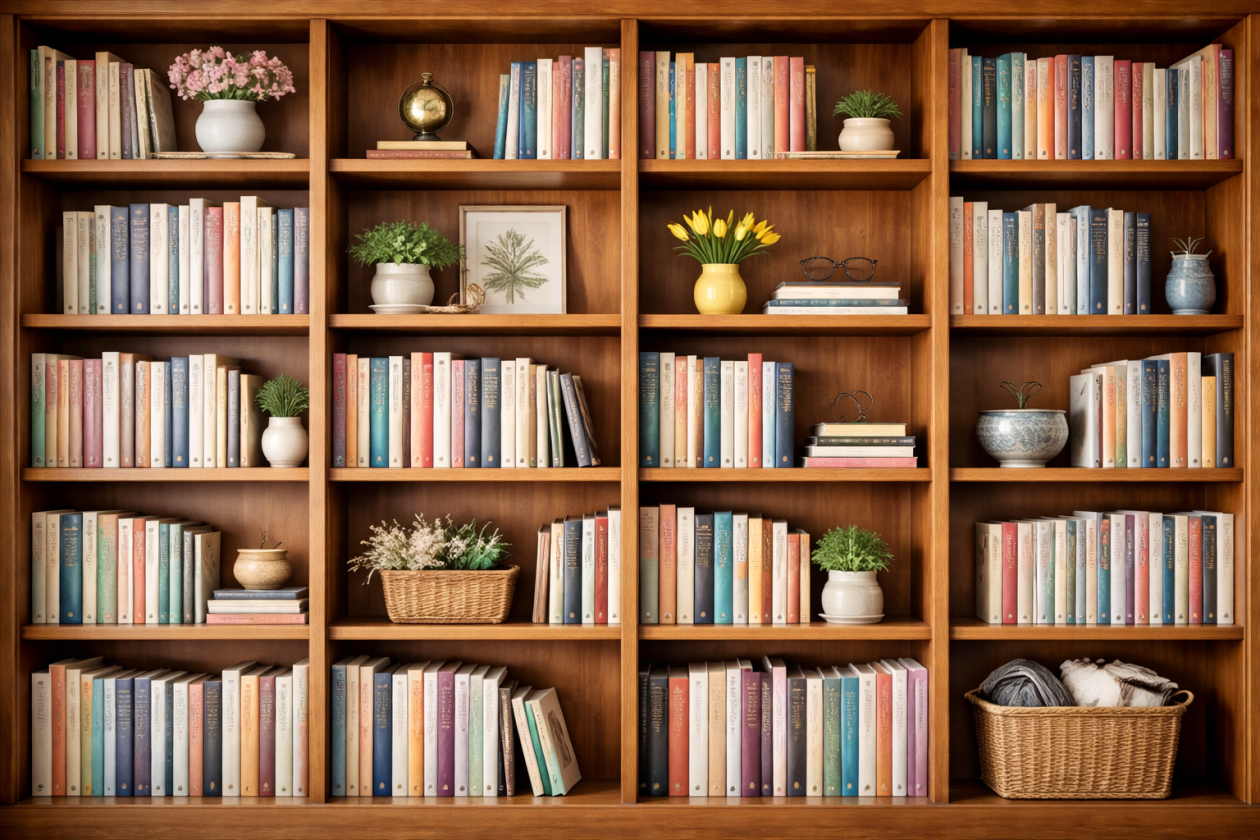 Gezellig boekenrek met decoratieve accenten